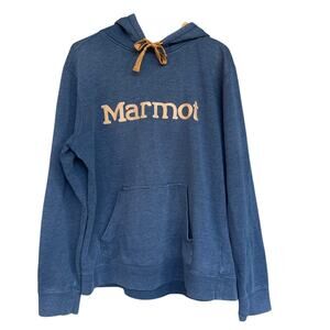 Marmot Hoodie Mens Large Pullover Hooded Sweatshirt Kangaroo Pocket Spell Out